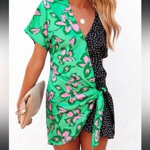 Dee Elly Mixed Print Mini Dress